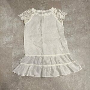 120% Lino Linen Dress With Silk and Lace Accents Size Medium/42